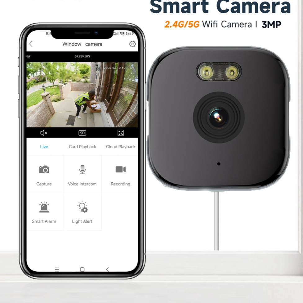 2K Window Camera with Dual-Band WiFi & Two-Way Voice